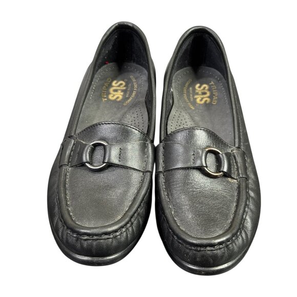SAS Jewel Loafers Shoes Womens 5 M Black Leather Slip On Tripad Comfort Casaul - Picture 6 of 11